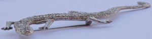 Silver Plated Faux Marcasite Lizard Statement Brooch